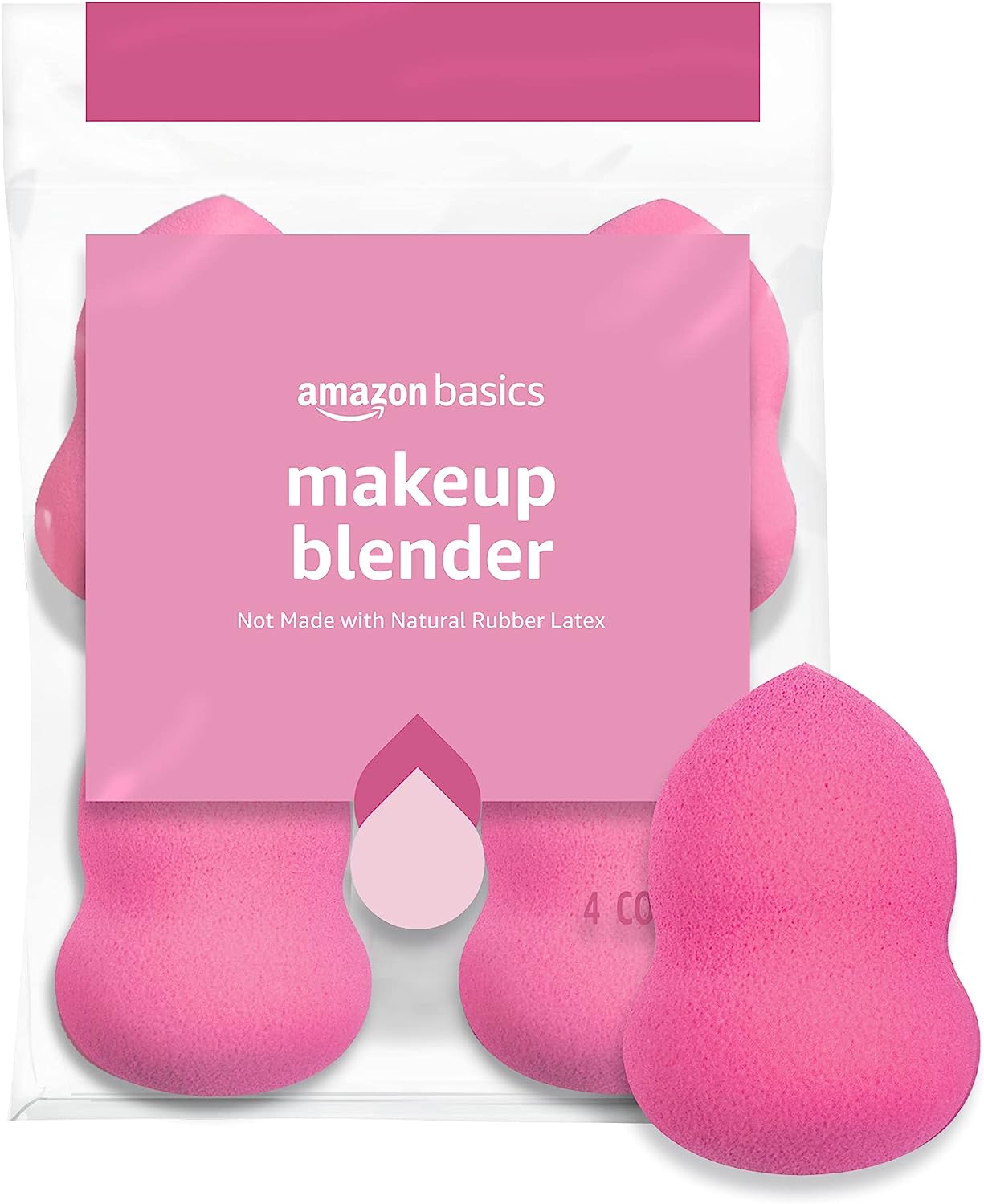 Large Makeup Blender, 4-Pack, Pink (Previously Solimo)